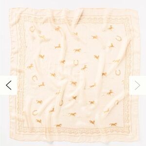 Anthropologie Large Horse Printed 100% Silk Scarf